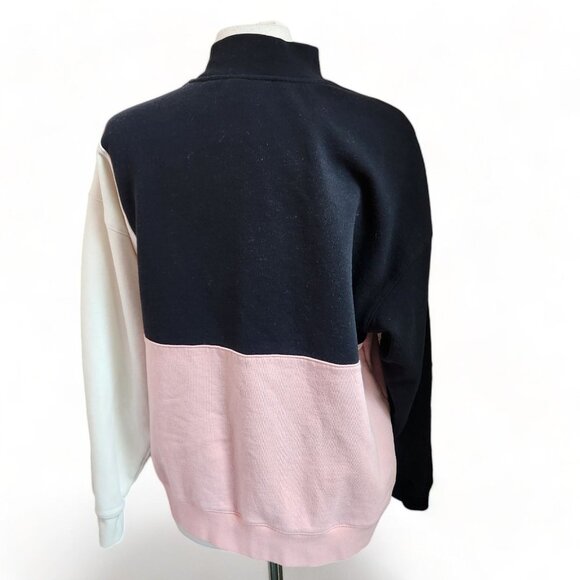 Teddy Fresh Sweatshirt Unisex M Need A Hug Color Block Mock Neck Black Pink - Picture 5 of 16